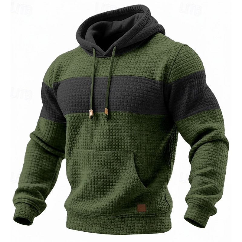 Homens Moletom Moletons Waffle Estacionar Preto Verde Tropa Azul Marinha Cáqui Cinza Claro Com Capuz Tecido Patchwork Bloco de cor bolso canguru Casual Diário Desportos e Ar livre Poliéster Roupa de de 2026 por $28.99 –P3