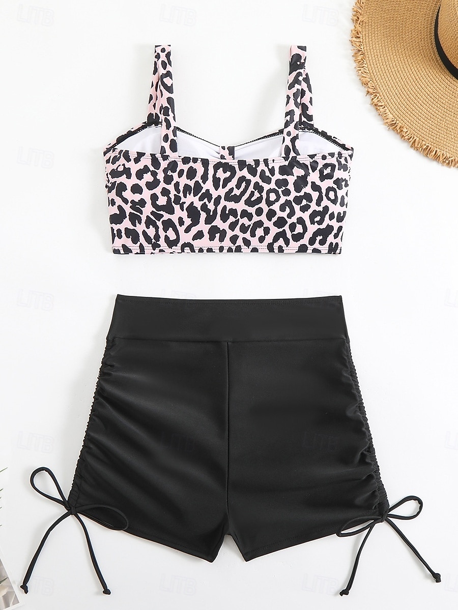 Γυναικείο Τανκίνι 2 Κομμάτια Μαγιό Ραφές Υποστήριξη Λεοπάρ Μικροσκοπικά Έλεγχος Κοιλιάς Ψηλόμεσο Λεπτό Χωρίς Πλάτη Θέρετρο Παραλίας V Λαιμός Αμάνικο Μαγιό 2026 - $24.99 –P8