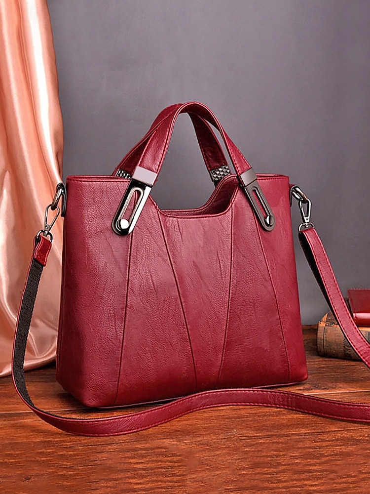 Handväska i konstläder för kvinnor – finns i flera färger, mångsidig design med flera bäralternativ, perfekt för både vardag och vardag. 2026 - $32.99 –P1