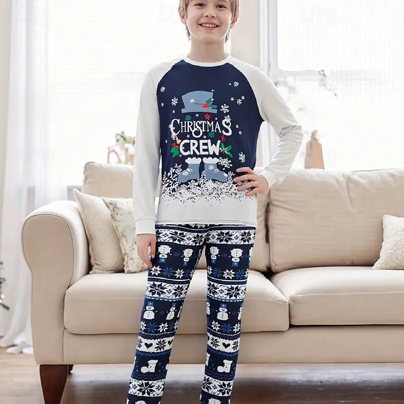 Οικογένεια Κοίτα Χριστούγεννα Χριστουγεννιάτικες οικογενειακές πιτζάμες Πυτζάμες Οικογενειακά σετ Γραφική Χιονονιφάδα Σπίτι Στάμπα Σκούρο μπλε Μακρυμάνικο Καθημερινά Αντιστοίχιση ρούχων 2025 - $22.99 –P5