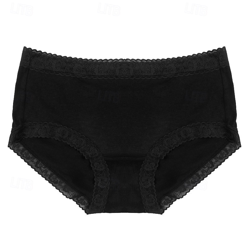 Femmes Culottes Culottes Basiques Dentelle Taille ÉlastiqueNightwearCoton Couleur Unie Mode Mignon Noir Rose Claire Beige Printemps & Été Automne & Hiver de 2026 ? $3.49 –P4