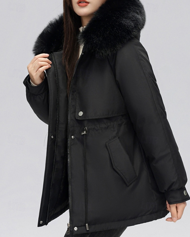 Per donna Giacca imbottita Giacca in Pile Cappotto in Pelliccia Sintetica Caldo Confortevole Cerniera Bottoni Collo in Pelliccia Casual Semplice Vacanza Streetwear Abbigliamento quotidiano Uscire del 2025 a $55.99 –P17