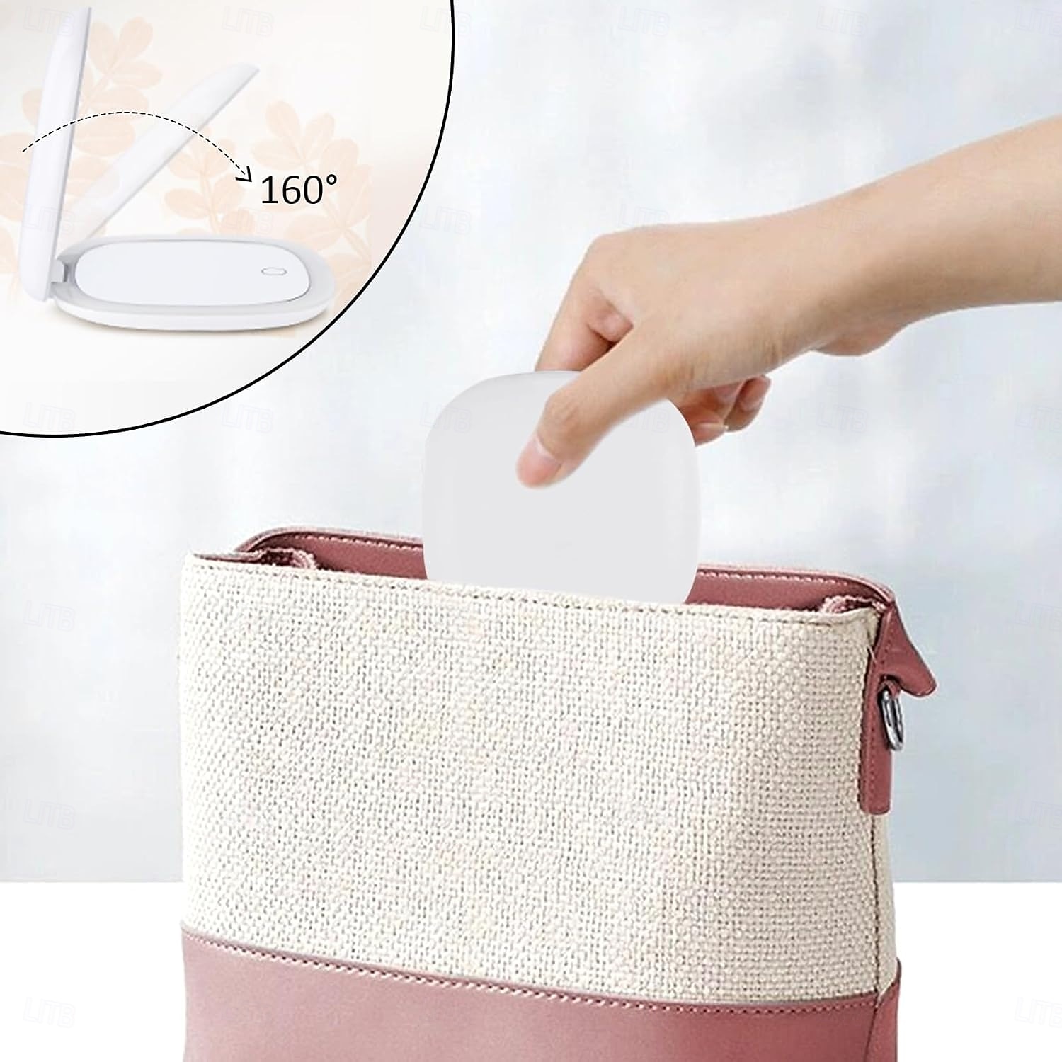 LED-lys reisesminkespeil 5x 10x forstørret kompakt USB-lading sammenleggbar berøringsskjerm, lysstyrkejusterbar bærbar minispeil for på farten og vesken 2026 - $26.99 –P5