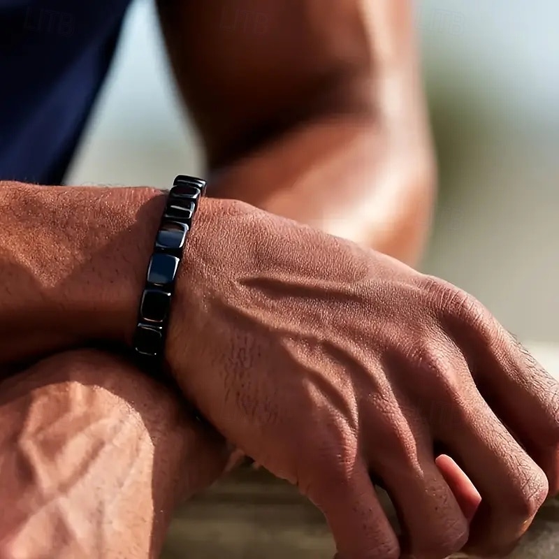 Men's Hematite Bracelet, Natural Stone Beaded Elastic with Stones, Minimalist Durable Everyday Casual Wear, for Formal Events & Casual Attire, Year-Round Elegant Beaded Bracelet, Jewelry Gift 2026 - $10.99 –P4