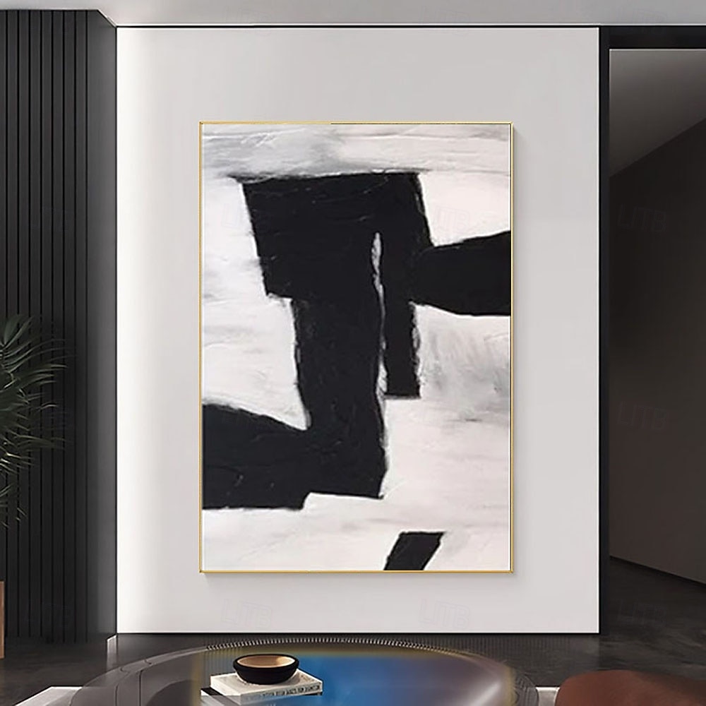 2026年 手描きの油絵、黒、グレー、白、モダン、抽象、キャンバスの油絵、ミニマリスト、テクスチャ、壁アート、手作りの絵画、リビングルーム、壁アート、ホームデコレーション  コレクション – $88.99 –P4