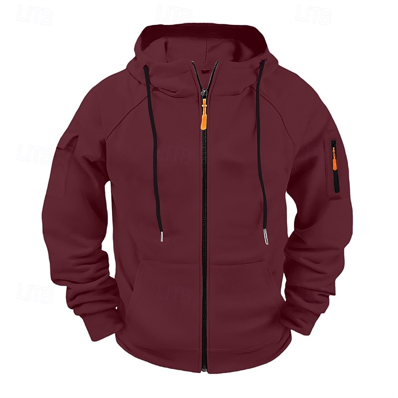 Homens Moletom Full Zip Hoodie Moletom com zíper Azul Preto Branco Verde Tropa Vinho Com Capuz Tecido Zip Up Bolsos Desportos e Ar livre Casual Diário Roupa de rua Designer Básico Primavera Outono de 2026 por $15.99 –P2