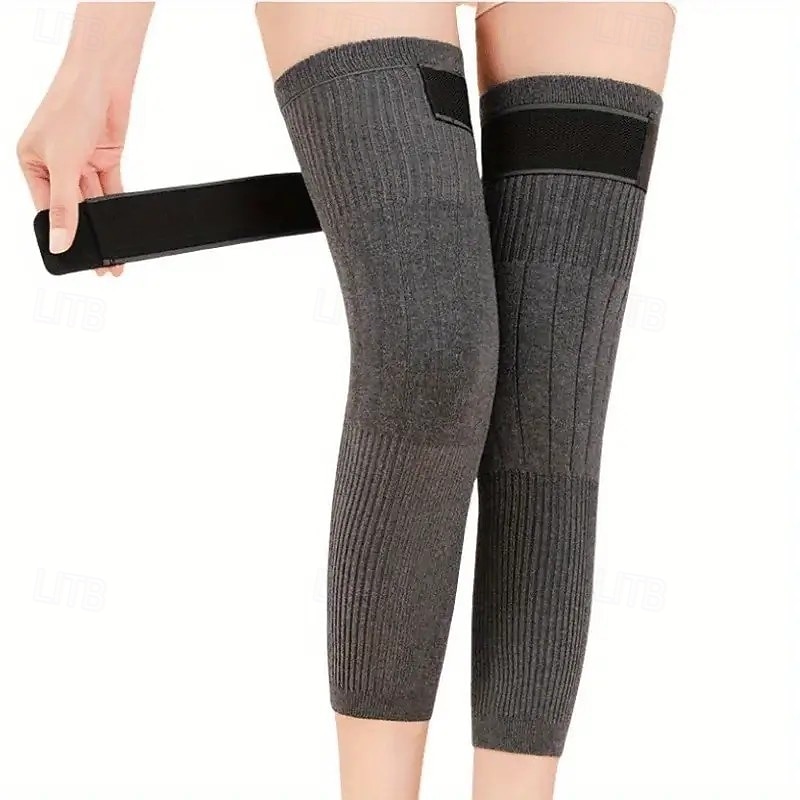 1 Pair Heavy-Duty Winter Knee Warmers with Adjustable Anti-Slip Pads & Plush - Thickened Unisex Leg Gaiters for Men & Women Skiing Cold Weather (Grey Textile Knee Cover) 2026 - $15.99 –P5