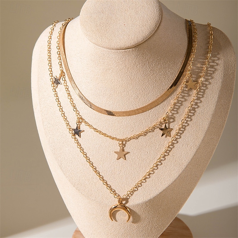 1шт Ожерелья с подвесками Цепочка For Жен. Кристалл Для улицы Подарок Повседневные Сплав С кисточками MOON Звезда 2026 - $14.49 –P3