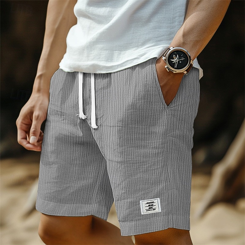 Voor heren Korte broek Linnen korte broek Zomer korte broeken Strandshorts Seersucker-short Trekkoord Elastische taille Effen Comfort Ademend Knielengte Casual Dagelijks Buiten Vakantie Modieus Wit 2026 - $20.99 –P7