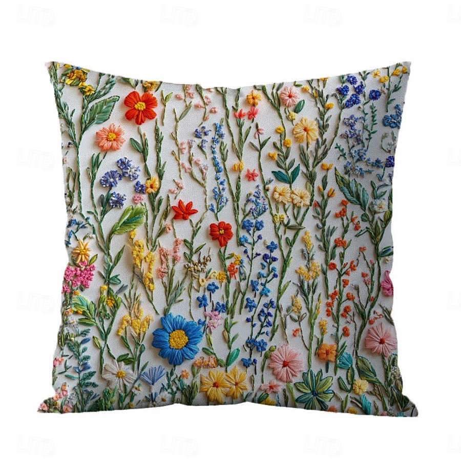 Floral Pattern Pillow Cover 2D Flat Print Soft Comfortable Cushion Case with Faux embroidery for Living Room Sofa Bedroom Home Decoration 2026 - $9.99 –P9