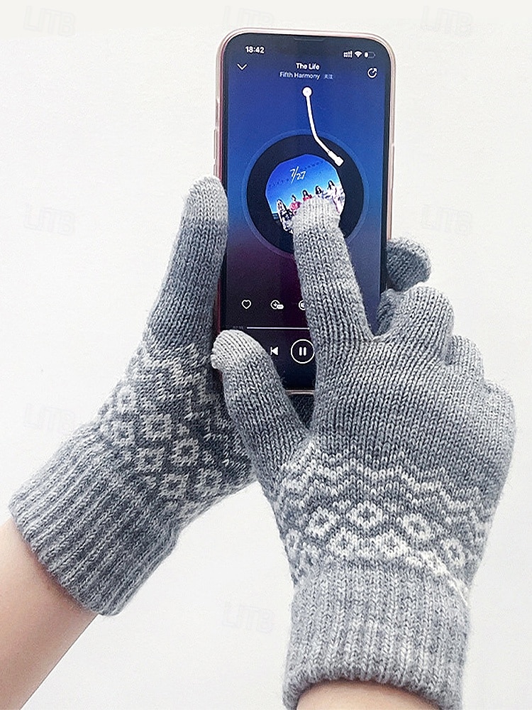 Julehansker med berøringsskjerm til herre, flere farger, varm strikk med Fair Isle-mønster, ideelle for vinter- og høytidsaktiviteter 2026 - $7.99 –P2