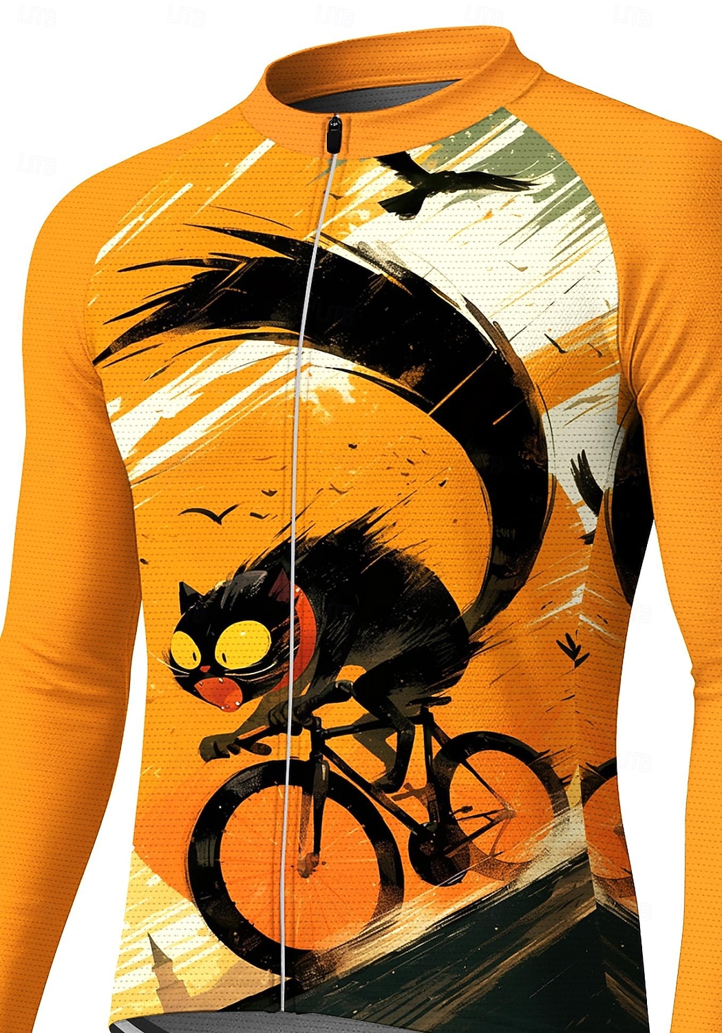 Homens Camisa para Ciclismo Jersey em declive Gato Personagem Cor de contraste Manga Longa Moto Camiseta Camisa / Roupas Para Esporte Roupas de Compressão com 3 bolsos traseiros Ciclismo de Montanha de 2026 por $32.99 –P3