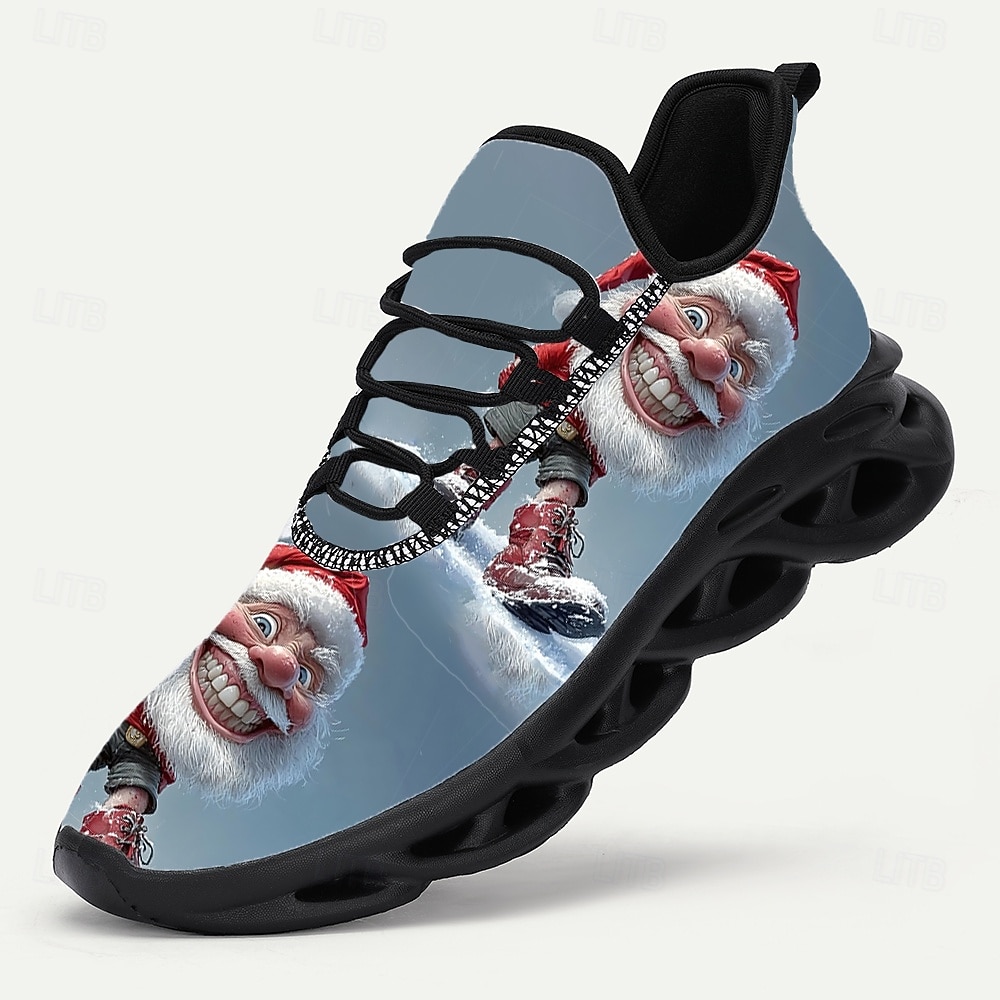 Weihnachtssneaker mit lächelndem Weihnachtsmann-Motiv für fröhliches und festliches Schuhwerk 2026 - $42.99 –P2