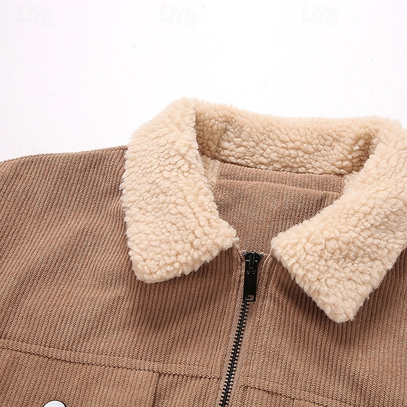 Homens Jaqueta de Inverno Casaco de lã Jaqueta casual Férias Diário Térmico / Quente Bolsos Tosão Outono Inverno Tecido Moda Roupa de rua Lapela Padrão Preto cáqui Verde Tropa Cinzento Casaco de 2026 por $48.99 –P3