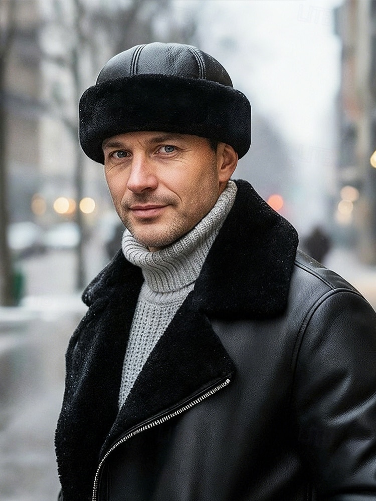 Herre vinterlue med pelsfôr i kunstskinn – varm, stilig og komfortabel for kaldt vær – perfekt for utendørsaktiviteter og hverdagsbruk 2026 - $18.99 –P1