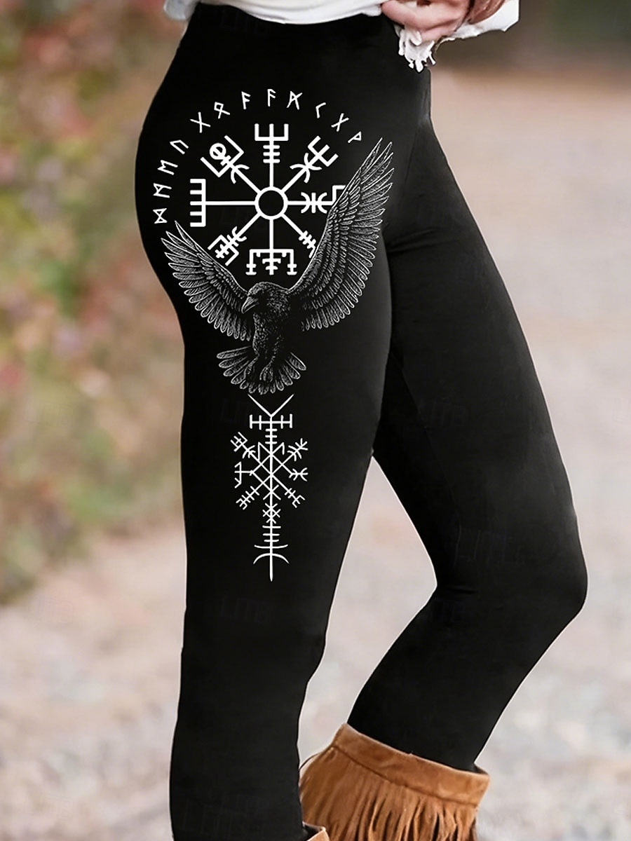 Γυναικεία Βίκινγκ Μποho Leggings Διακοπές Vintage Εθνοτική Στιλ Πλήρους Μήκους Ψηλή Μέση Γραφικό Γράμμα Γρήγορη Στεγανότητα Αναπνευστικότητα Μαλακό Ελαστικό Επίσημο Υπαίθριες Διακοπές Μαύρο Άνοιξη 2026 - $21.99 –P2