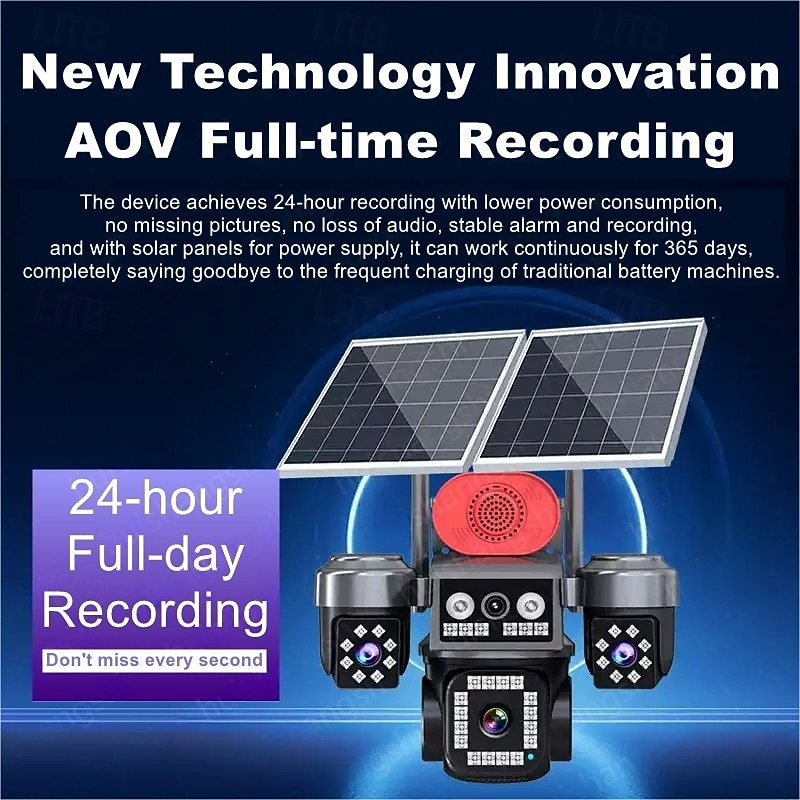 8MP 3 Lens  Solar Powered Security Camera  Dual Solar Panel  Outdoor Waterproof CCTV  Night Vision Motion Detection & Two-Way Audio 2025 - $225.89 –P2