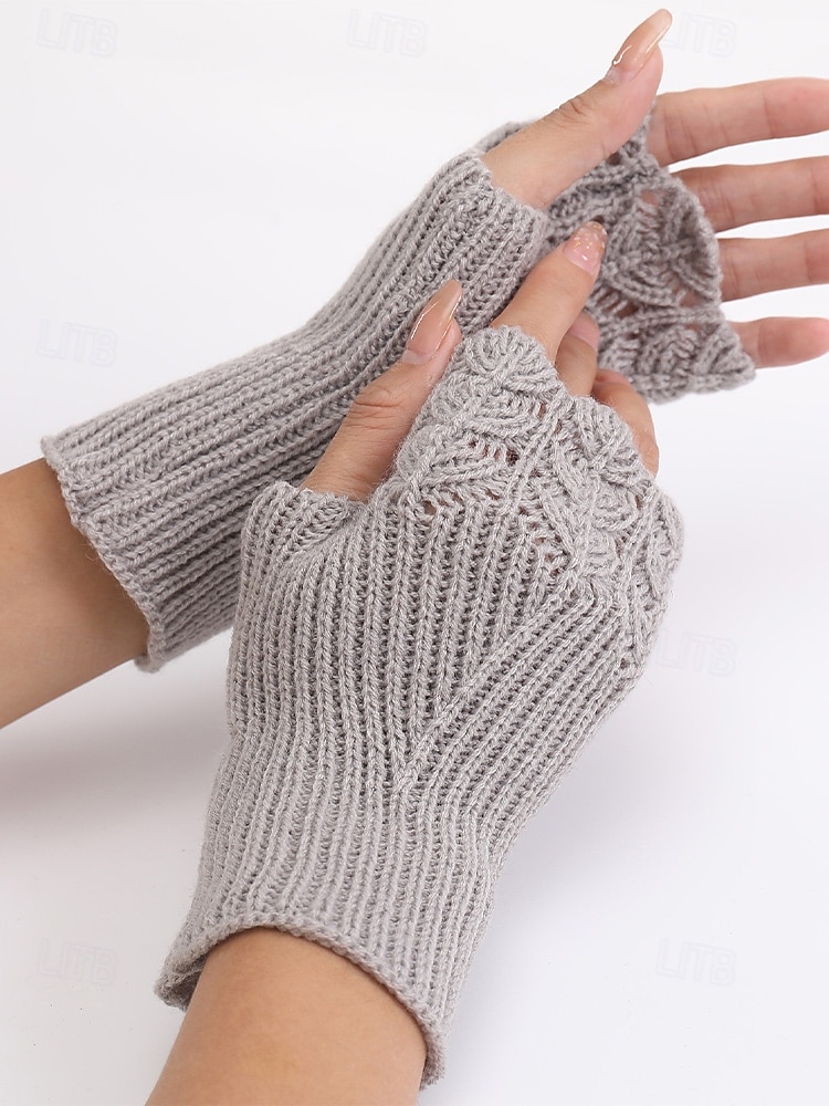 Dámské pletené vánoční rukavice – měkký přízový materiál s krajkovým vzorem, dostupné v několika barvách, ideální jako zimní a sváteční dárek 2026 - $7.99 –P4