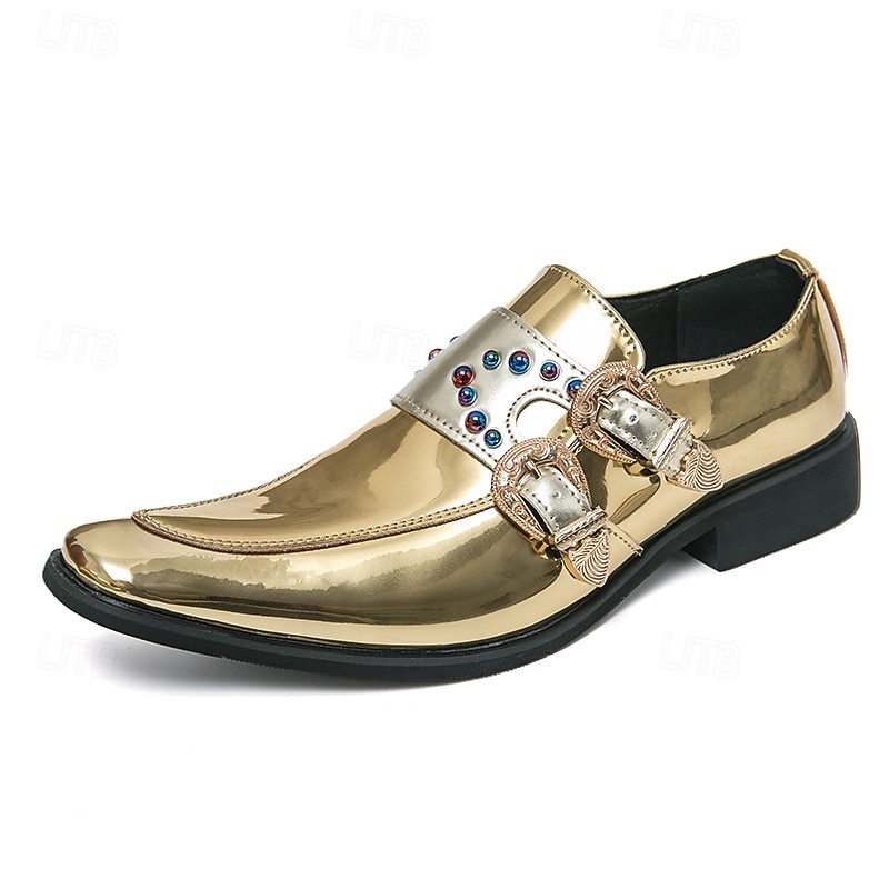 Lila Herren-Loafer aus Lackleder mit doppeltem Monk-Riemen und Strassverzierungen – elegantes Schuhwerk für luxuriöse Anlässe und Abendgarderobe 2026 - $54.99 –P2