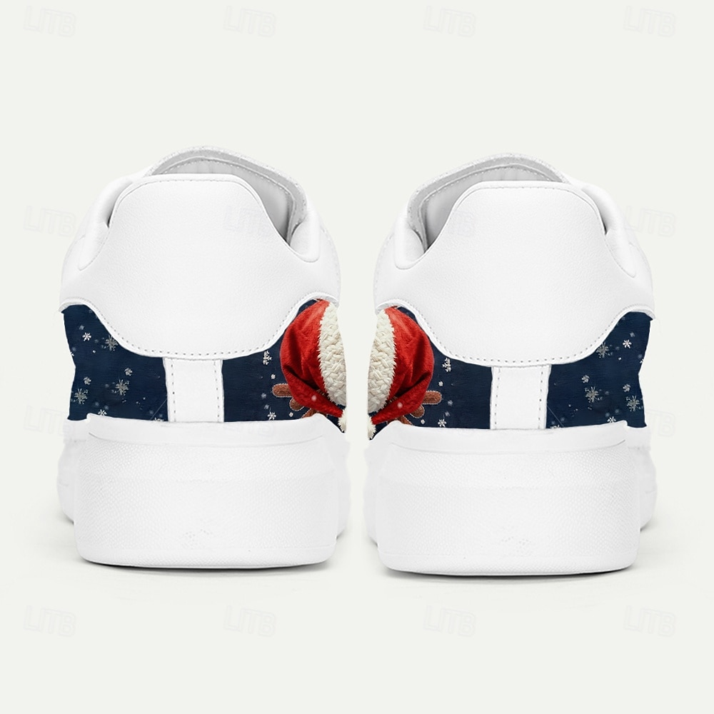 Men's White Christmas Sneakers with Santa and Dog Design - Trendy Footwear for Festive Occasions and Christmas Parties 2026 - $54.99 –P5