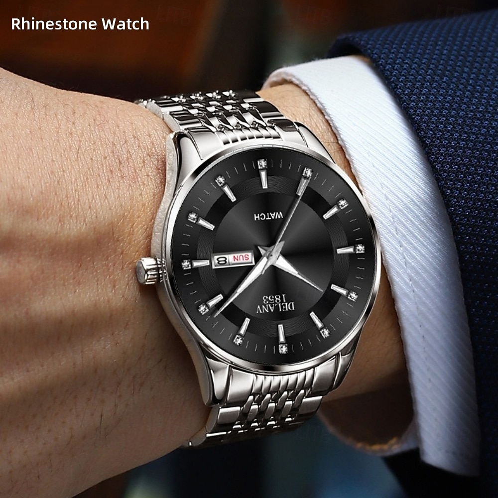 Передовые наручные часы для мужчин модные кварцевые часы для мужчин с стальным корпусом и ремешком отображение даты и календаря люминесцентный циферблат лучший выбор подарка для мужчин 2026 - $22.99 –P4