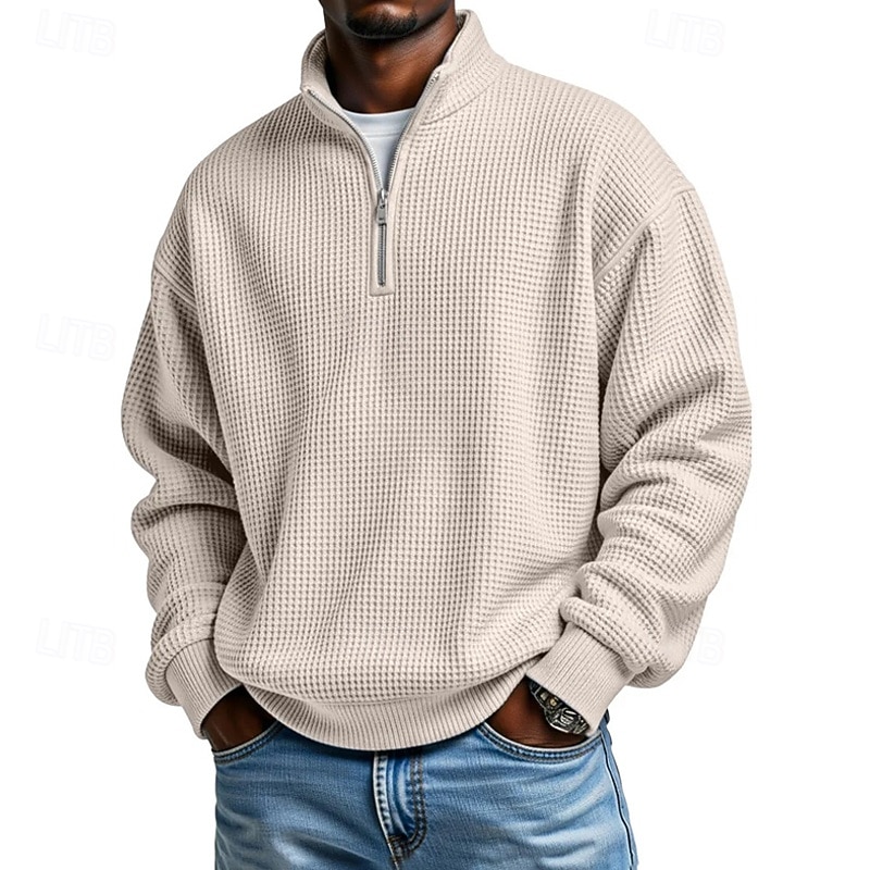 Per uomo Magliette Polo a Nido d'Ape Polo Vacanza Streetwear Zip a un quarto Manica Lunga Moda Essenziale Semplice Primavera Autunno Vestibilità regolare Viola blu navy Aalbicocca Nero Bianco Vino del 2026 a $32.99 –P4