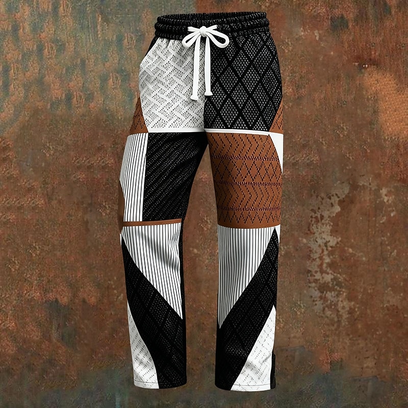 Men's Sweatpants Trousers Straight Leg Sweatpants Drawstring Pocket Elastic Waist Geometric Comfort Soft Full Length Outdoor Casual Daily Vacation Fashion Brown Micro-elastic 2026 - $22.99 –P1