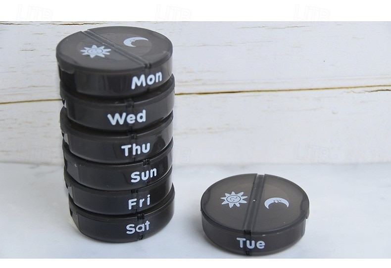 Organizador de comprimidos semanal para 2 doses diárias com estojo em couro PU, caixa organizadora de comprimidos para 7 dias, ideal para viagens - dispensador portátil de comprimidos AM/PM para de 2026 por $22.99 –P8