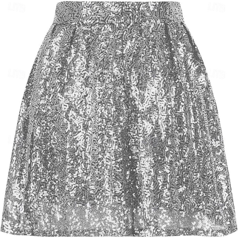Samba Tanzbekleidung Damen Paillettenrock Funkelnde dehnbare High-Waisted A-Linie fließende Schwung Glitzer Mini-Röcke Leistungs-Kostüm 2026 - $37.99 –P5