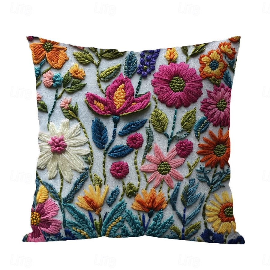 Floral Pattern Pillow Cover 2D Flat Print Soft Comfortable Cushion Case with Faux embroidery for Living Room Sofa Bedroom Home Decoration 2026 - $9.99 –P18