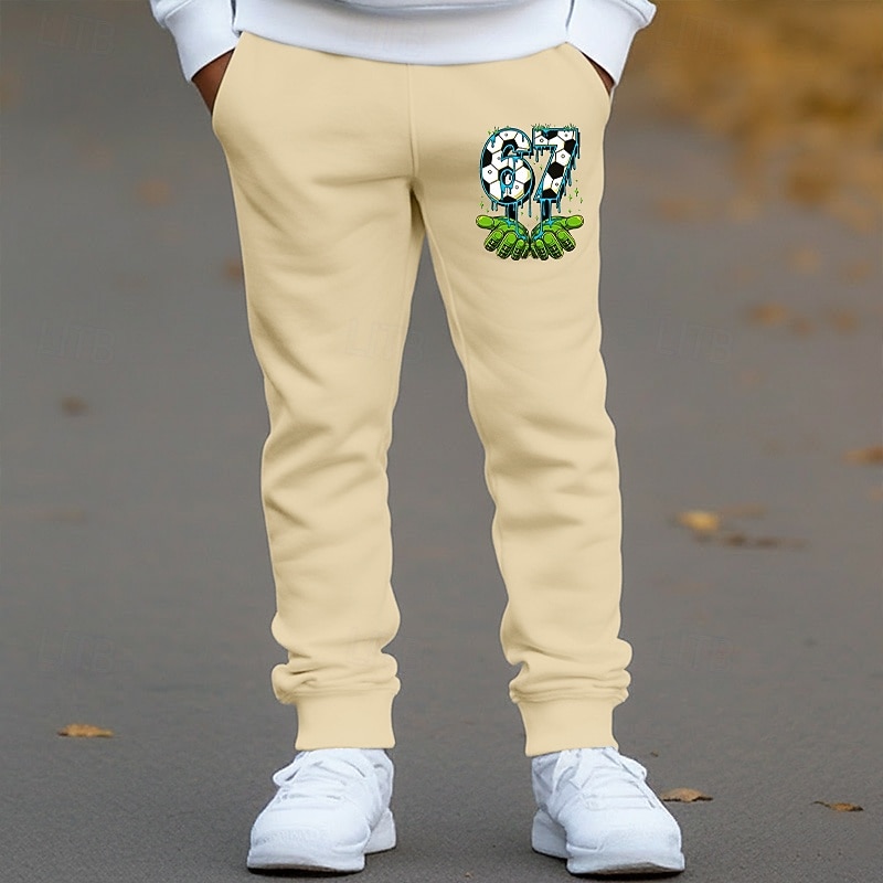 2026年 男女兼用 男の子 3D グラフィック 67 パンツ スウェットパンツ 春 秋 ストリートファッション ベーシック 子供 4〜12年 アウトドア スポーツ カジュアル レギュラー  コレクション – $9.99 –P1