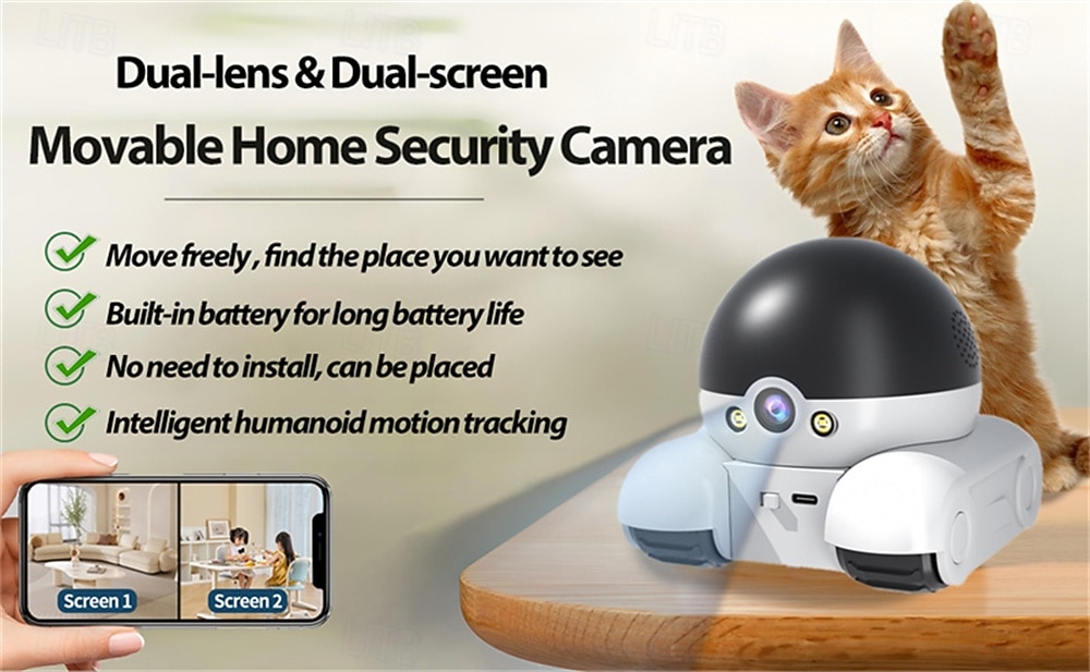 Patrol Buddy Robot Camera on Wheels 360 Camera with 2-Way Talk APP Remote Control Night Vision 1080p HD Ultra-Long Battery Life (Wi-Fi) 2026 - $79.99 –P1