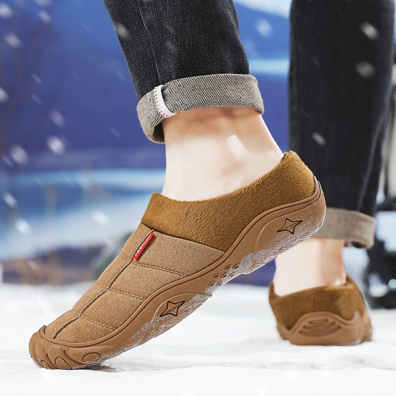 scarpe slip-on trapuntate marroni da uomo con fodera in pile: calzature calde e comode per l'inverno e le uscite informali del 2026 a $34.99 –P16