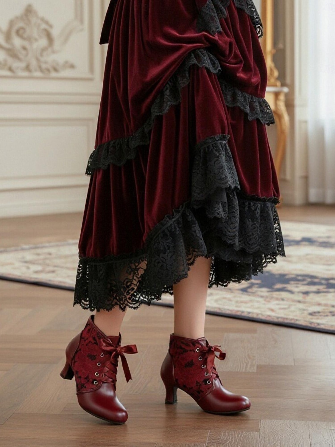 Grüne Damen-Schnürstiefel mit Satinband und Spitzendetails – eleganter Vintage-Stil der 1920er Jahre, perfekt für Herbst, Winter, Partys und besondere Anlässe. 2026 - $54.99 –P3