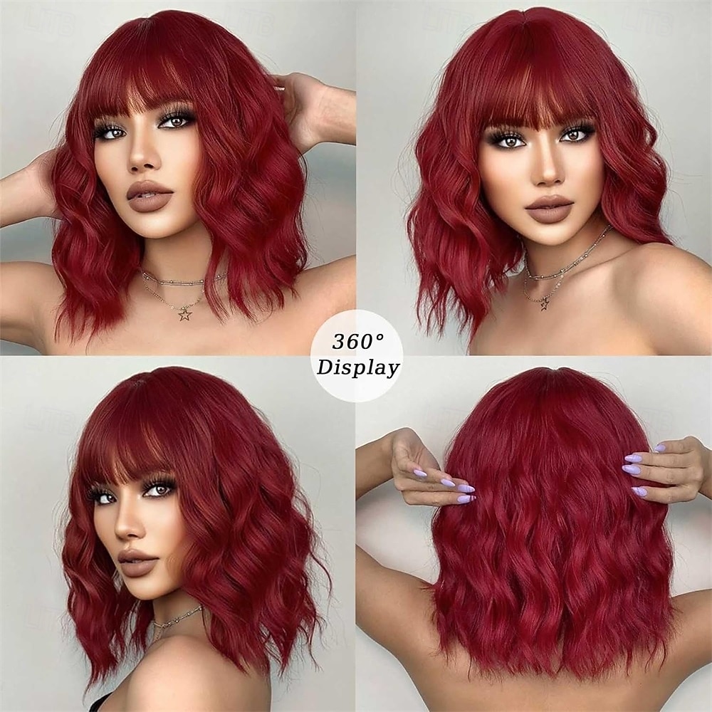 Карнавальный парик 2026 Розовый Красный Черный Кудрявый Стрижка-боб Короткие Синтетический фестивальный парик Вторник на масляной неделе Парад Волосы для косплей-костюма для Женский 2026 - $21.99 –P6