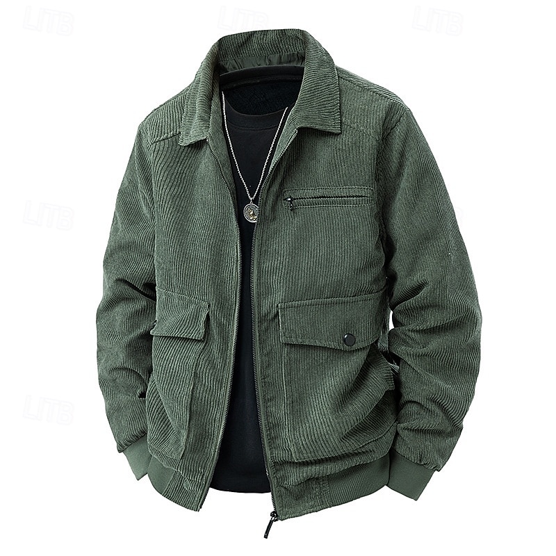 Per uomo Giacca Leggera Giacca in Velluto a Coste Giacca Casual Giacca da Lavoro Vacanza Casuale Traspirante Tasca Primavera Autunno Inverno Semplice Moda Classico Bavero Regolare Nero Cachi Verde del 2026 a $59.99 –P6