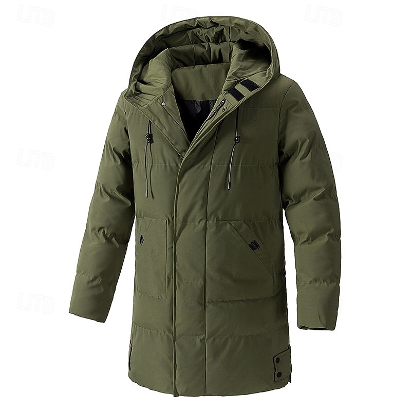 Hombre Abrigo de invierno Chaqueta acolchada Bolsillo Poliéster Vacaciones Ropa Cotidiana Cita Largo Moda Casual Cómodo Mantiene abrigado Otoño Invierno Color sólido/liso Negro Verde Trébol Gris 2026 - $50.99 –P1