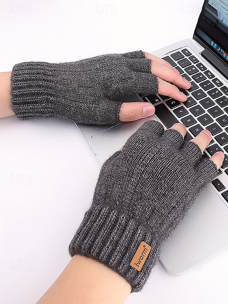 Ανδρικά γάντια χωρίς δάχτυλα - άνετο πλεκτό σχέδιο, πολλά χρώματα, ζεστό και κομψό χειμερινό αξεσουάρ για καθημερινή χρήση, γραφείο και υπαίθριες δραστηριότητες 2026 - $9.99 –P2