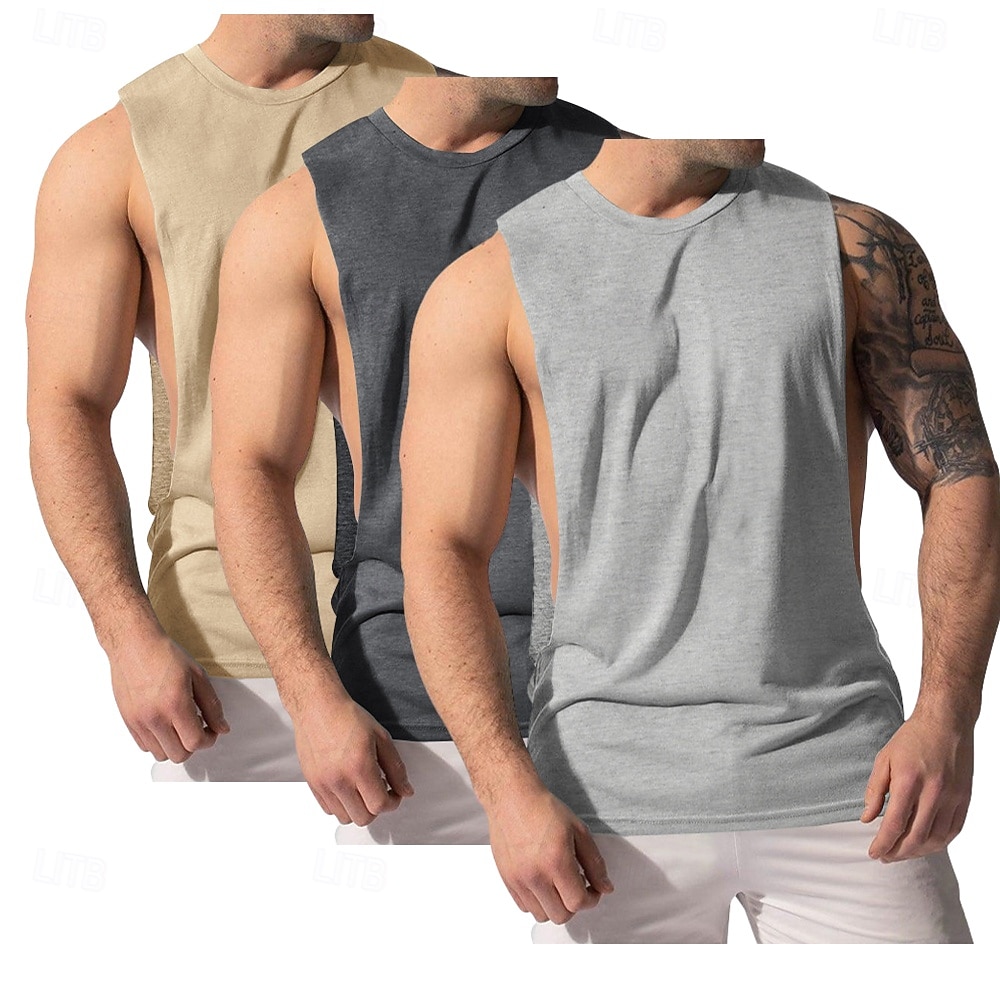 Homens Malha Íntima Colete Camiseta Interior camisa sem manga Sem Manga Decote V Decote Redondo Verão Tecido Moda Clássico Confortável 3 Peças Multi-pack Rua Casual Esportes A B C Top Tee para Homens de 2026 por $29.99 –P2