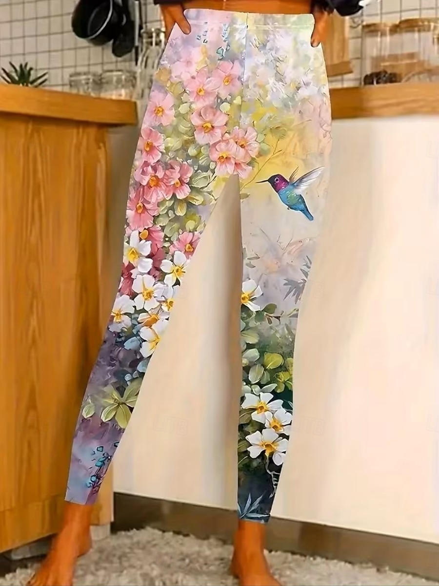 Mulheres Leggings Leggings aconchegantes Férias Básico Casual Comprimento total Cintura Alta Floral Gráfico Estampado Confortável Com Stretch Casual Diário Férias Rosa Primavera Outono Magro de 2026 por $19.99 –P1
