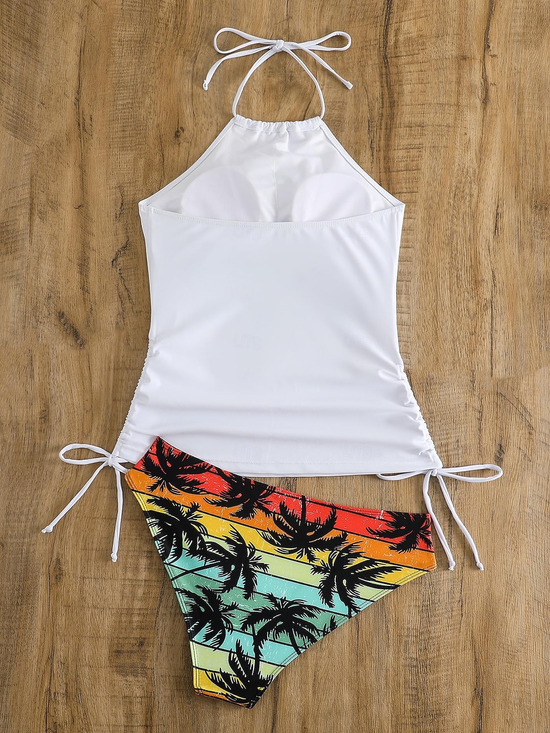 Kvinners Tankini 2 Delt Badedrakt Rynket Truser Magekontroll Høyt Liv Slank Ryggløs Ferie Strandtøy Blomster Grafisk U-Hals Ermeløse Badedrakter 2026 - $26.99 –P13