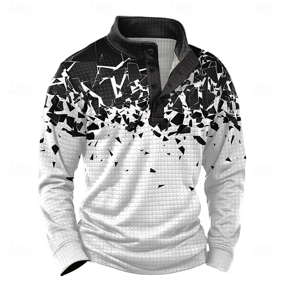 Per uomo Geometrico Plaid Nido d'ape Felpa Quotidiano Classico Casual Collo alla coreana All'aperto Casa Lavoro Regalo Bianco 1 Bianco 2 Bianco 3 Bottoni Autunno Inverno progettista S M L XL XXL XXXL del 2026 a $28.99 –P1