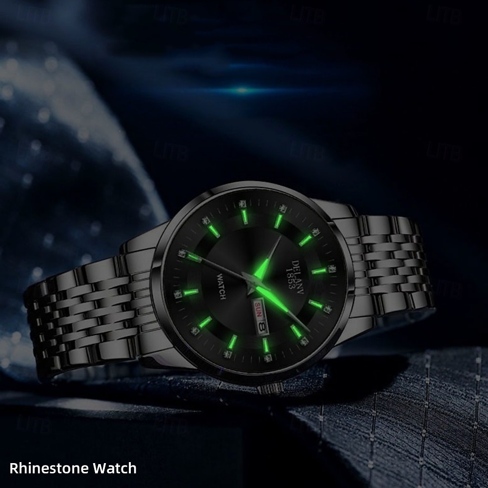 Передовые наручные часы для мужчин модные кварцевые часы для мужчин с стальным корпусом и ремешком отображение даты и календаря люминесцентный циферблат лучший выбор подарка для мужчин 2026 - $22.99 –P3