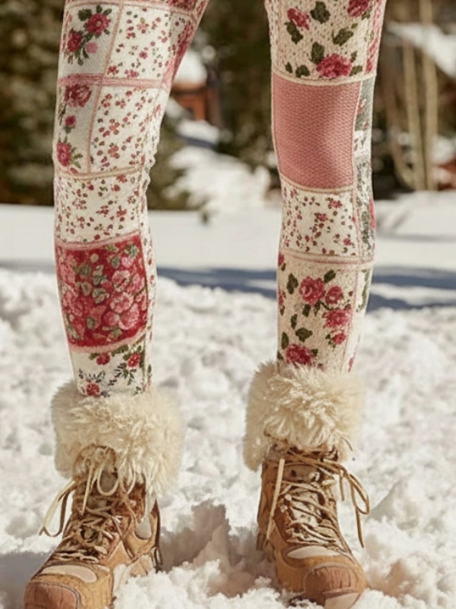 Mujer Polainas Leggings cómodos Vacaciones Vintage Estilo Étnico Longitud total Alta cintura Floral Plaid Estampado Cómodo Elástico Casual Diario Vacaciones Rosa Primavera Otoño Invierno Ajustado 2026 - $22.99 –P2