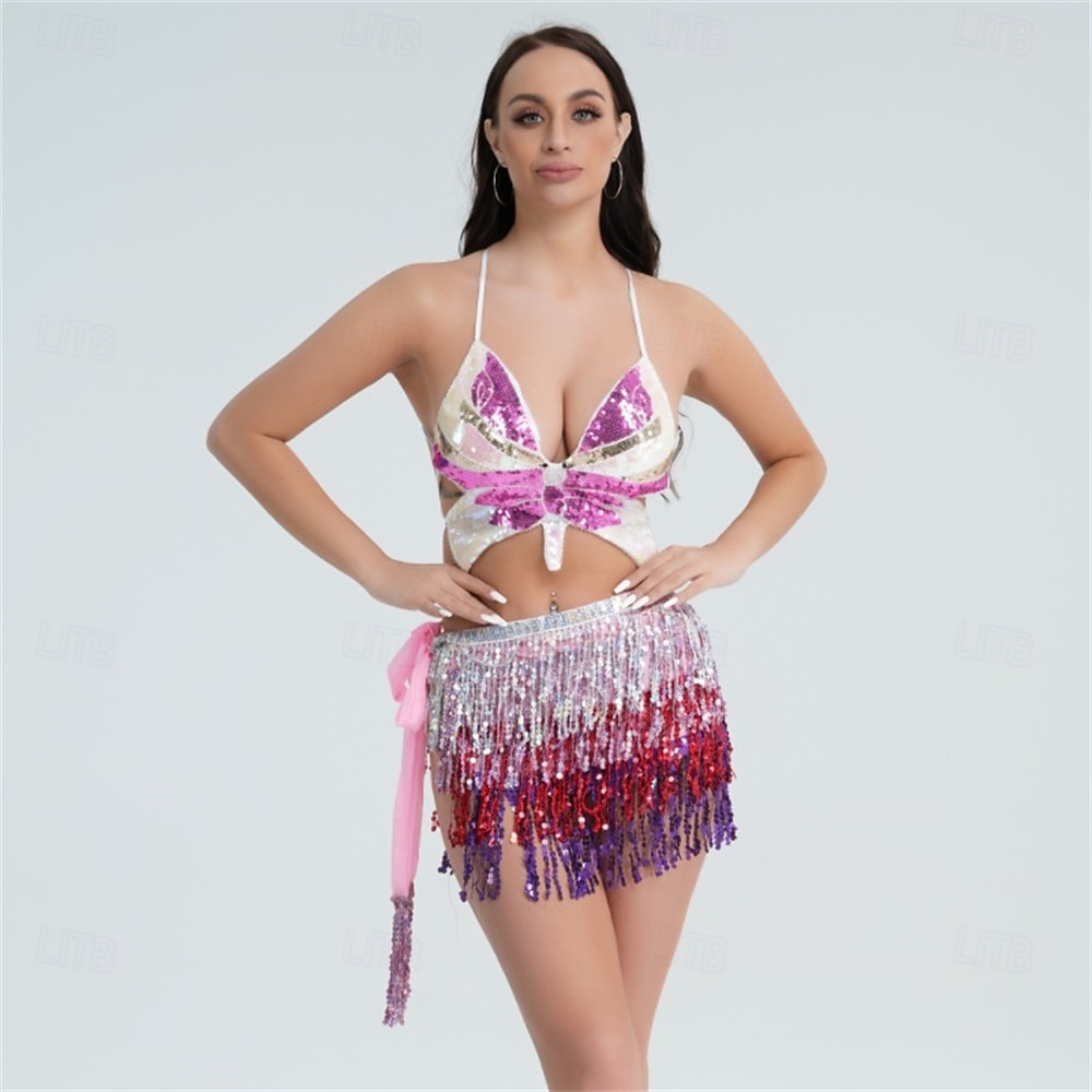 Costume de performance de danse indienne de danse du ventre de Samba Dancewear Ensemble de jupe à franges à sequins Tenue de performance de scène de club nocturne Costume de performance de 2026 ? €40.22 –P7