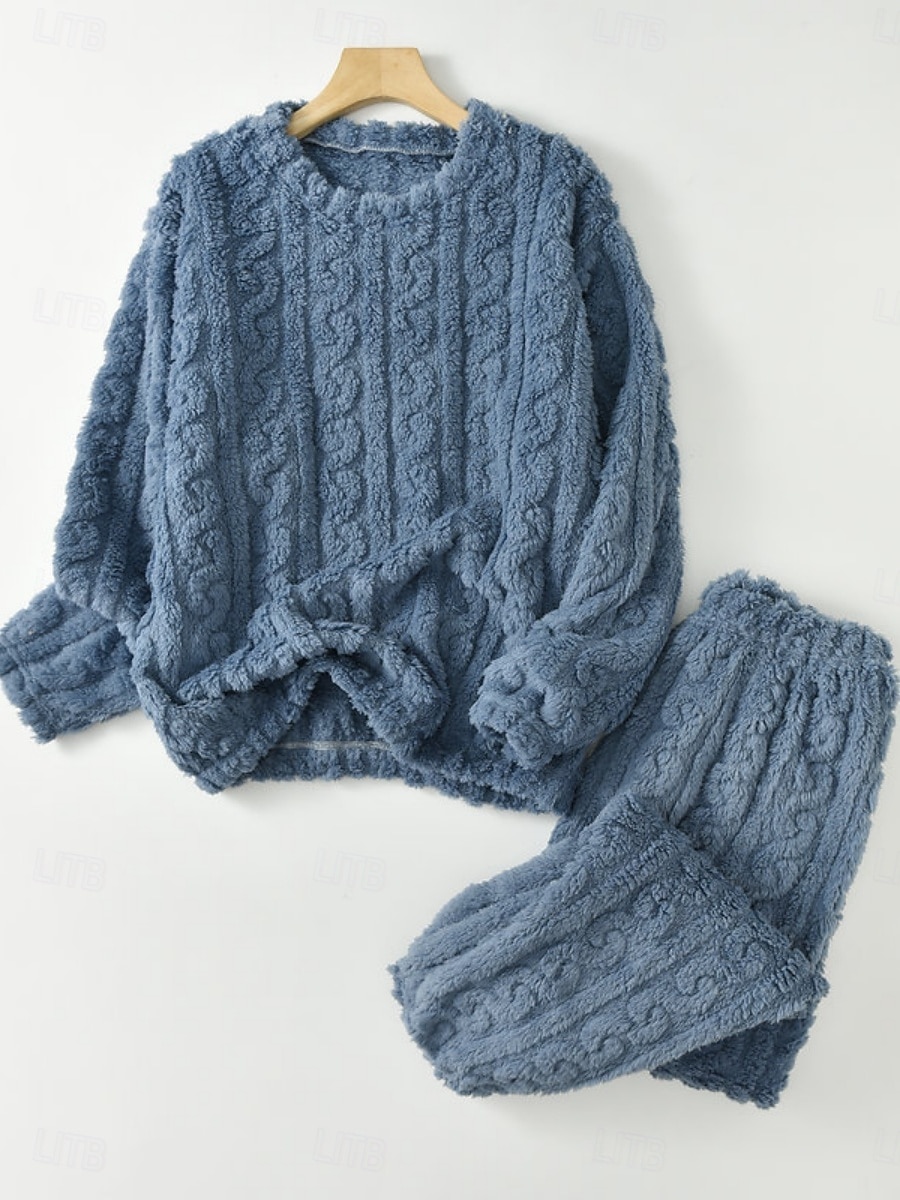 Női Pizsama Alkalmi Kényelmes Tiszta szín Rugalmas derék Nadrág Otthon Napi Hosszú ujj Terített nyak Fehér Rubin Sötétkék Bíbor Khakizöld Tavasz Ősz Tél Laza öltözet 2026 - $24.99 –P21