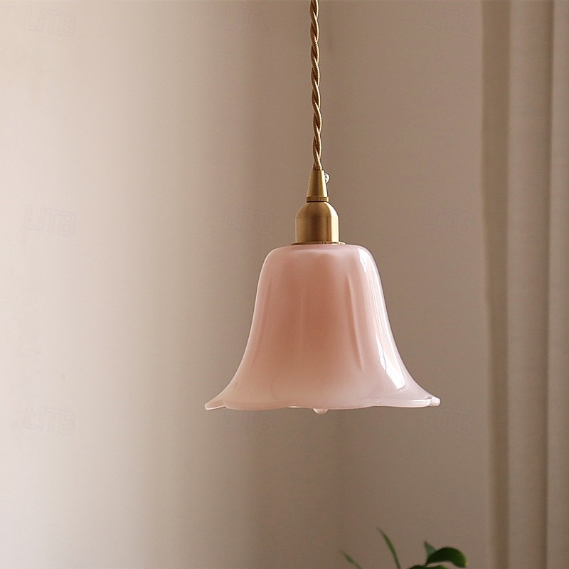 Lámpara de araña vintage de pétalos de cristal, lámpara colgante francesa de cristal color crema - creativa lámpara de techo colgante totalmente de cobre para sala de estar, dormitorio, mesita de 2026 - $115.99 –P3