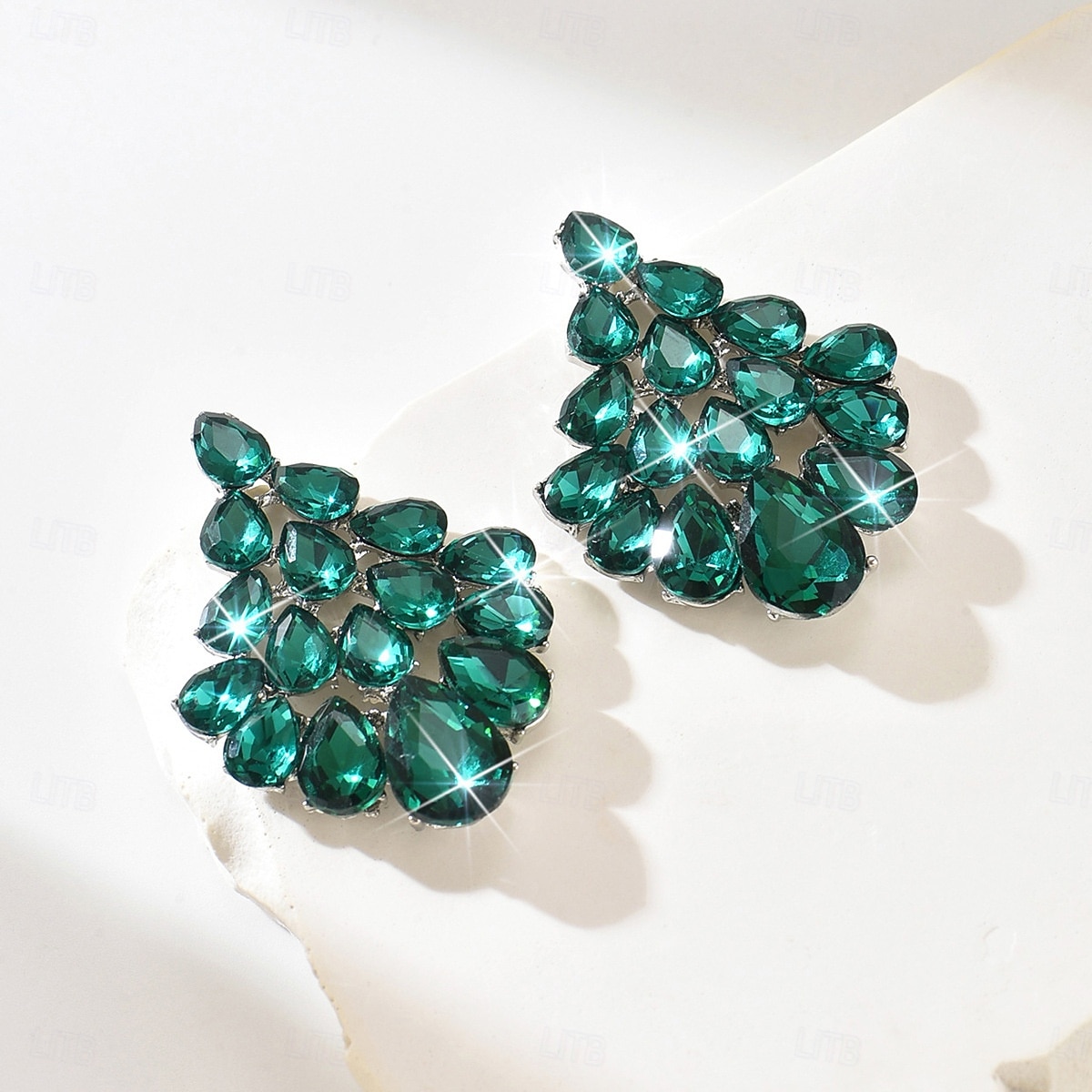orecchini da donna con cristalli color smeraldo - lussuosi pendenti di strass &modelli di cerchi per feste glamour ed eventi serali del 2026 a $11.99 –P5
