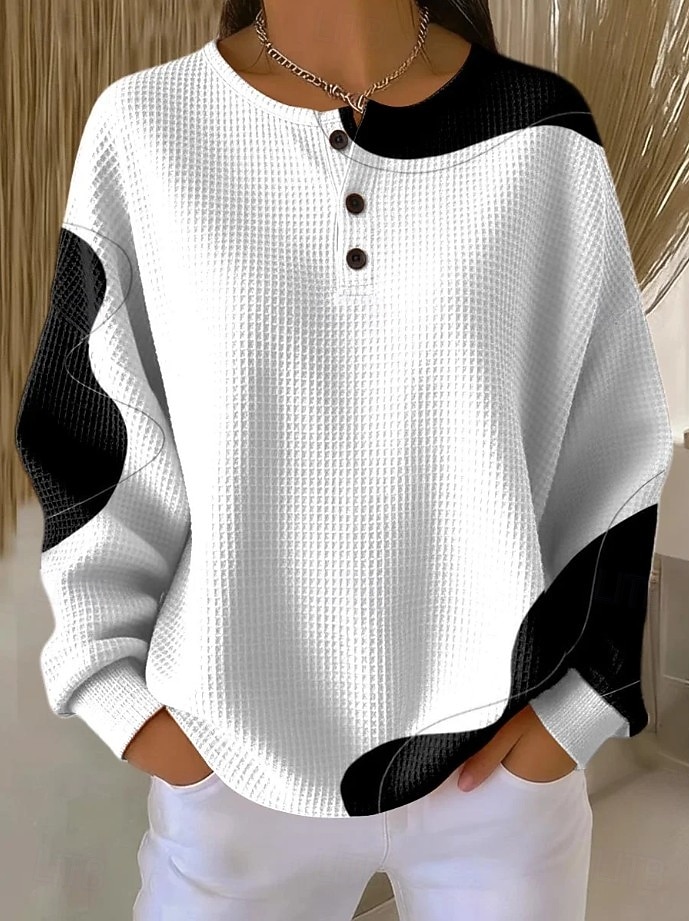 Women's Pullover Sweatshirt Abstract Casual Long Sleeve Round Neck Regular Tops Casual Dailywear Blue White Yellow Pink Red Spring Fall 2026 - $28.99 –P1