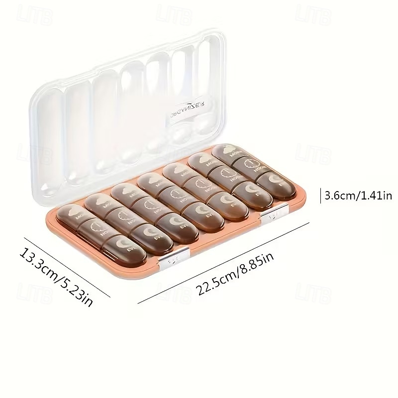 Portapillole portatile con 21/28 scomparti, dispenser per farmaci settimanale, grande scomparto diviso, adatto per vitamine e farmaci quotidiani, ideale per viaggi, casa o come regalo. del 2026 a $20.99 –P14